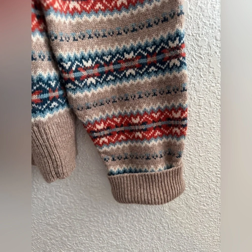 J Crew Factory lambswool blend Men's Fair Isle Multicolor Striped Sweater